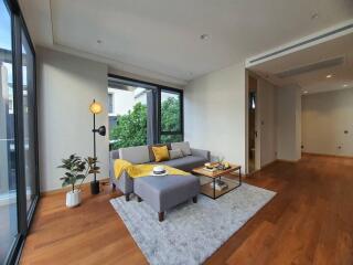 Modern living room with natural light and stylish decor