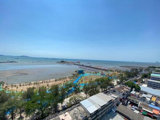 Panoramic seaside view from a high-rise building