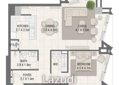 1 Bed 1 Bath 935 Sq.Ft Design Quarter At D3