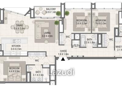 3 Bed 3 Bath 1,547 Sq.Ft Design Quarter At D3