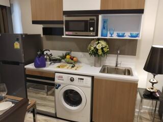 Modern kitchen with appliances and decorated countertop