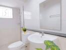 Modern white bathroom with natural light