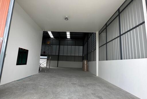 Spacious industrial warehouse interior view