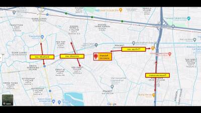 Map displaying various highlighted locations and routes in a city area