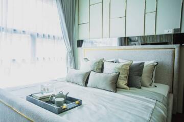 Elegantly designed bedroom with a plush king-sized bed and modern interior