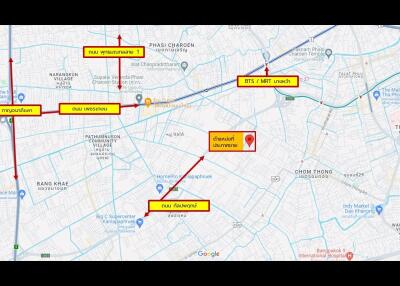 Detailed city map with marked public transportation lines and stations