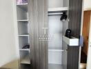 Modern bedroom with stylish built-in wardrobe