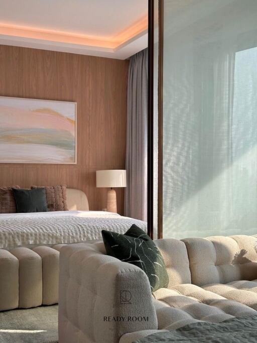 Cozy and modern bedroom with natural lighting