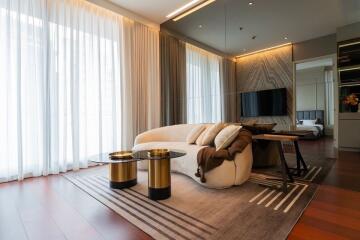 Elegant modern living room with natural light
