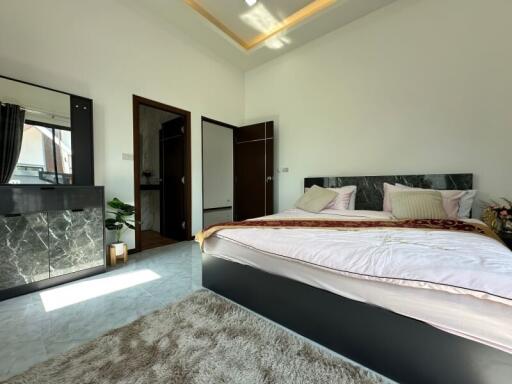Elegant and modern bedroom with stylish design and decor