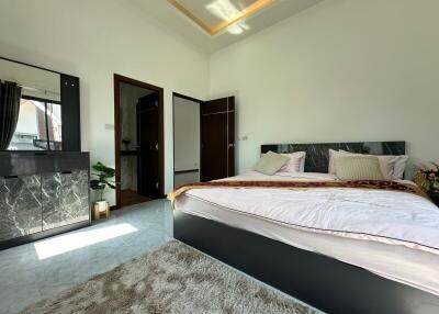 Elegant and modern bedroom with stylish design and decor
