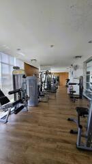 Spacious and well-equipped gym in a residential building