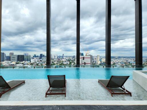 Luxurious rooftop infinity pool overlooking a cityscape