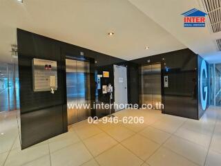 Modern elevator lobby in high-rise residential building