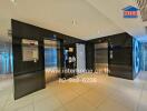 Modern elevator lobby in high-rise residential building