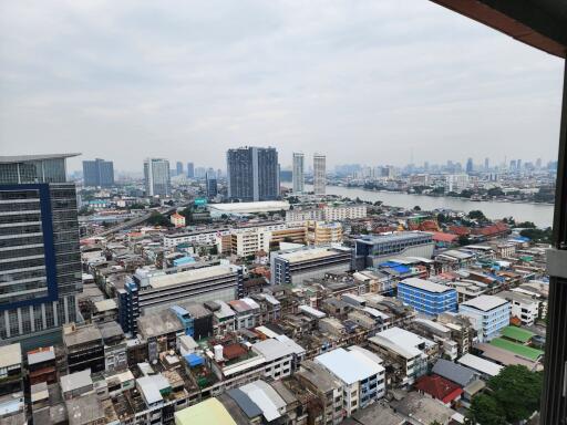 City skyline and dense urban area from a high-rise building
