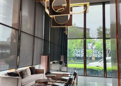 Modern lobby interior with stylish furniture and upscale design
