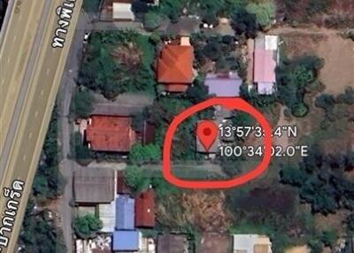 Aerial view of residential property marked for real estate listing