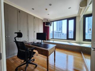 Spacious home office with city view