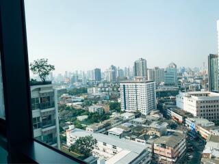 City view from a high-rise apartment window