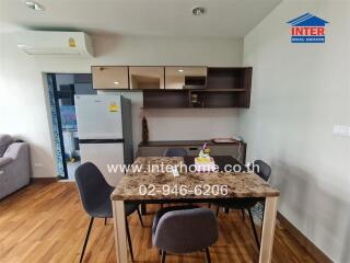 Modern kitchen with dining area in an apartment