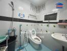 Spacious and well-lit bathroom with modern amenities
