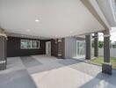 Spacious covered patio area with modern design