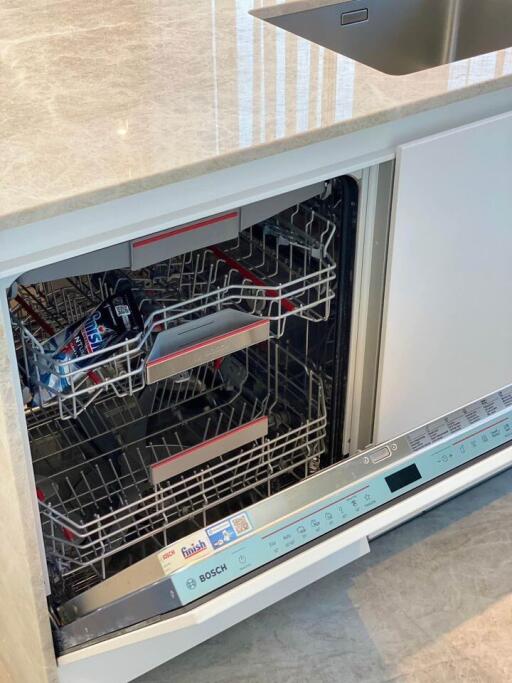 Modern built-in Bosch dishwasher in a stylish kitchen