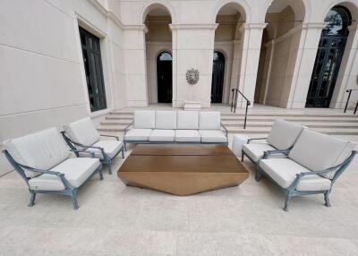 Elegant outdoor seating arrangement on a luxurious property
