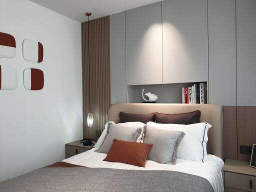 Modern and cozy bedroom with stylish decor