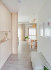 Bright and modern living room with dining area