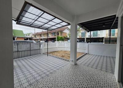 Covered parking area in a residential building
