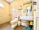 Modern bathroom with sleek design and essential amenities