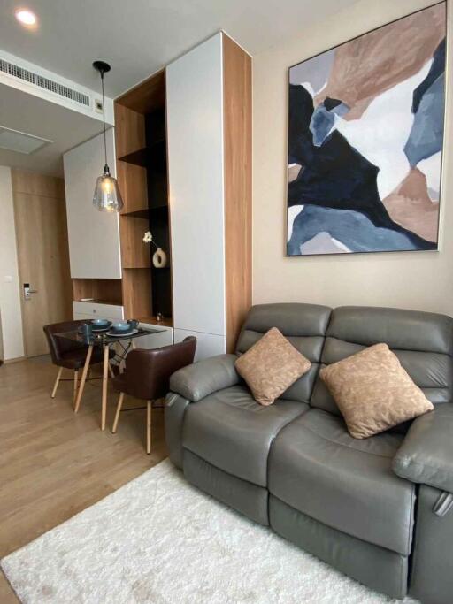 Elegant living room with modern furniture and artwork