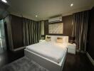 Elegantly designed modern bedroom with ambient lighting