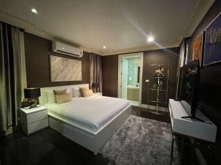 Elegant bedroom with attached bathroom