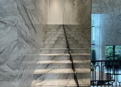 Elegant marble staircase in a modern building