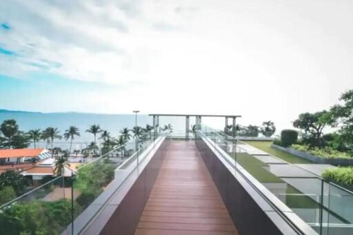 Modern outdoor terrace with ocean view