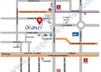 Illustrative map of Bangkok metro system showing various lines and stations