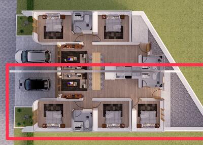 Overhead view of a multi-unit residential building layout