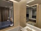 Luxurious bedroom with en-suite bathroom and mirrored wardrobes