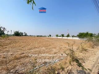 Spacious agricultural or potential development land under clear sky