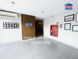 Spacious and modern building lobby with artistic decorations