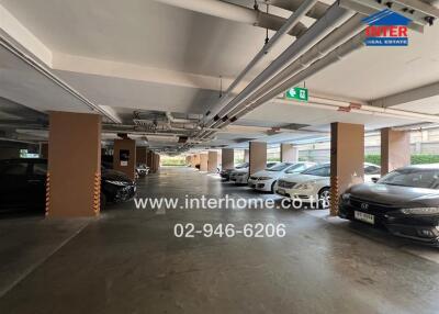 Spacious indoor parking garage in a residential building
