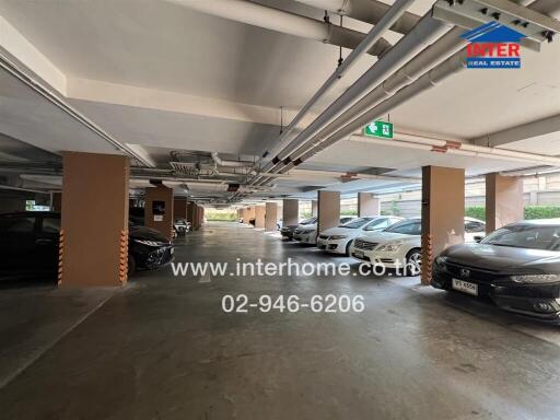 Spacious indoor parking garage in a residential building