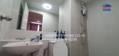 Modern bathroom interior with well-equipped amenities