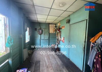 Rustic interior view of a wooden building with vintage decorations