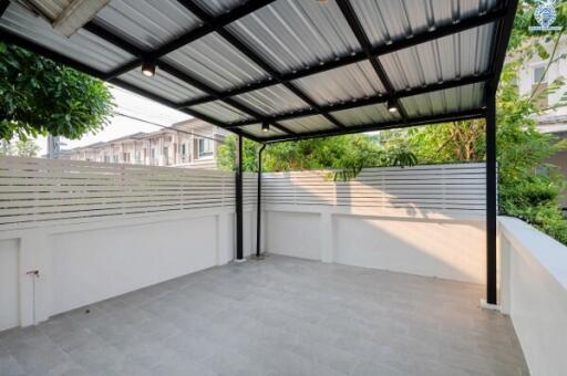 Spacious covered patio area with modern design