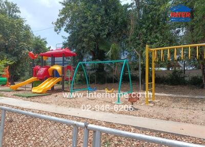 Colorful children’s playground equipment in outdoor park