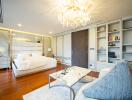 Luxurious spacious bedroom with elegant interior design